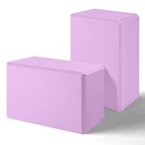 biguphate 2 Pack Yoga Blocks, 3"x6"x9" Beveled Edges Non-Slip, Yoga Bricks - color: 2PACK-369-Light Purple, size: 9x6x3IN