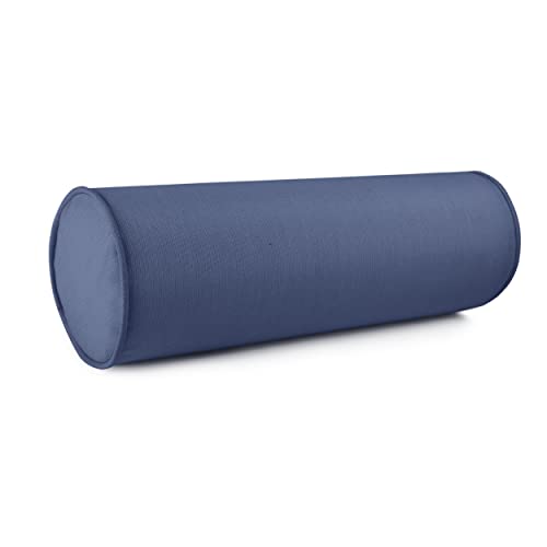 Austin Horn Classics Sunbrella Set of 2 Zippered Neck Bolster Pillow, Made with Sunbrella Fabric, Cylinder Pillows, for Couch & Bed, Decorative Round Throw Pillow, Back & Neck Support (Indigo) - color: Indigo, size: Medium