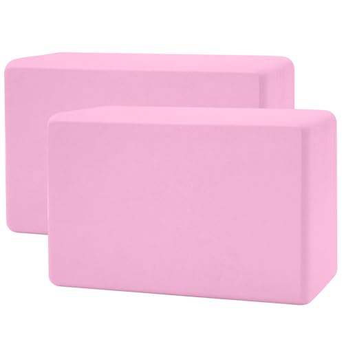 biguphate 2 Pack Yoga Blocks, 3"x6"x9" Rounded Edges Non-Slip, Yoha Bricks | Supportive Latex Free, Lightweight Ideal Pilates Block for Pilates Meditation Balance Stretching Deep Poses - color: Light Pink