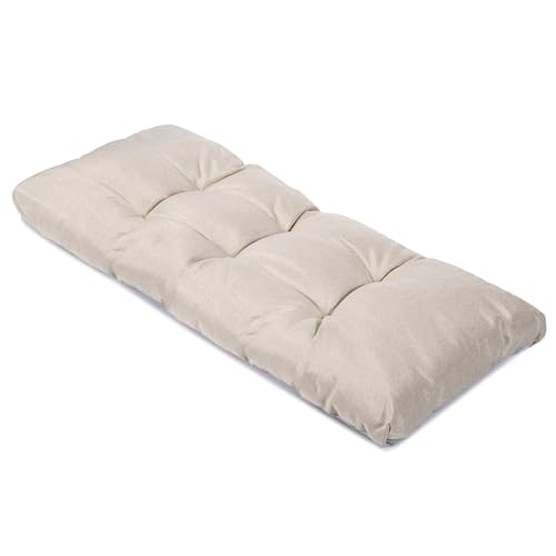 Bench Cushion for Indoor & Outdoor Furniture – Non-Slip Thick Overfilled Seat Pad for Porch Swing, Piano Bench, Bay Window, Entryway and Patio Furniture (Cream, 45x18 Inch (Pack of 1)) - color: Cream, size: 45x18 Inch (Pack of 1)