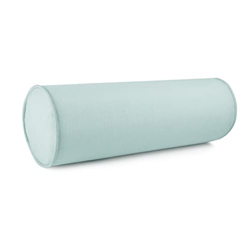 Austin Horn Classics Sunbrella Neck Bolster Pillows Set of 2, Filled Outdoor Cylinder Throw Pillows, Fade & Water Resistant Sunbrella Fabric Accent Pillows for Patio Furniture, Mist, 16" x 19" - color: Mist, size: Medium