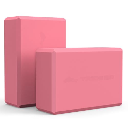 Trideer Yoga Blocks 2 Pack, Soft Non-Slip Foam Blocks with Beveled Edges for Alignment and Stretching in Yoga, Pilates, and Dance - Supportive, Lightweight, Odor Resistant, Latex-Free - color: Guava Pink