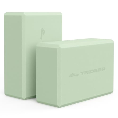 Trideer Yoga Blocks 2 Pack, Soft Non-Slip Foam Blocks with Beveled Edges for Alignment and Stretching in Yoga, Pilates, and Dance - Supportive, Lightweight, Odor Resistant, Latex-Free - color: Mint Green-2 Pack