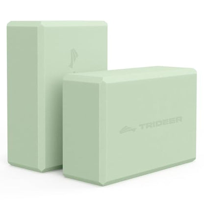Trideer Yoga Blocks 2 Pack, Soft Non-Slip Foam Blocks with Beveled Edges for Alignment and Stretching in Yoga, Pilates, and Dance - Supportive, Lightweight, Odor Resistant, Latex-Free - color: Mint Green-2 Pack