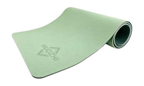 Yoga Mat Non Slip, 8mm TPE Exercise Mat with Carrying Strap, Eco Friendly Fitness Mat for Yoga Pilates Gym Workout, 72" x 24" - color: Green + Light Gray