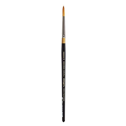 KINGART Premium Original Gold 9040-6 Round Stroke Series Artist Brush, Golden Taklon Synthetic Hair, Short Handle, for Acrylic, Watercolor, Oil and Gouache Painting, Size 6 - size: 6