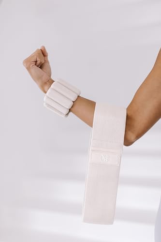 Pilates Prop Kit and Booty Band Bundle for Home Workouts- Includes Pilates Ring, Pilates Ball and 2.2 lb. Dumbbell, 3 Pack Booty Band Set-Beige