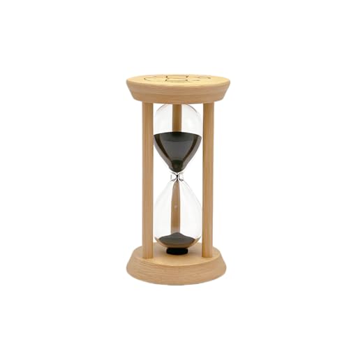 Black Sand Timer,5Min Wood Sandglass Clock - Modern Hourglass Watch with100% Bamboo Frame for Kids Games Classroom Kitchen Home Office Decor(Black+5Min) - color: Black, size: 5Min