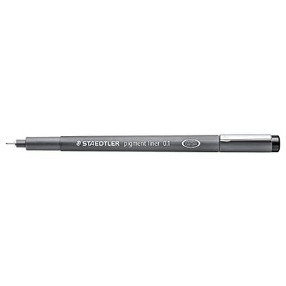 Staedtler Pigment Liner, Fineliner Pen for Drawing, Drafting, Journaling, 0.1mm, Black, Box of 5 Pens, 308 01-9M - style: 0.1mm