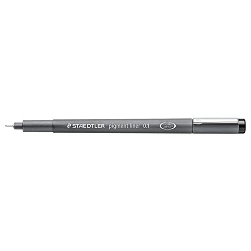 Staedtler Pigment Liner, Fineliner Pen for Drawing, Drafting, Journaling, 0.1mm, Black, Box of 5 Pens, 308 01-9M - style: 0.1mm