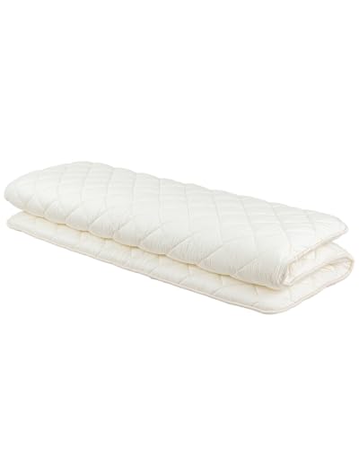 FULI Japanese Futon, Queen Size, White - Foldable Shikibuton Floor Bed | Medium Firm Quilted Cotton Sleeping Pad, Portable Roll-Up Japanese Floor Bed for Guests & Small Spaces, 100% cotton surface - size: Queen (79"L x 59"W), style: Standard