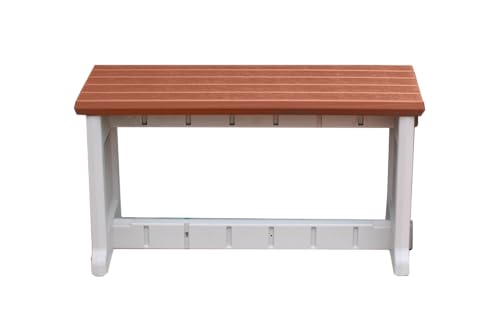 Bench, Redwood Top with Warm Grey Sides, 1 Pack - Proudly Made in The USA, Click and Lock Hardware-Free Assembly, Durable and Stylish Outdoor Seating - color: Redwood/Warm Grey, size: 1 Pack