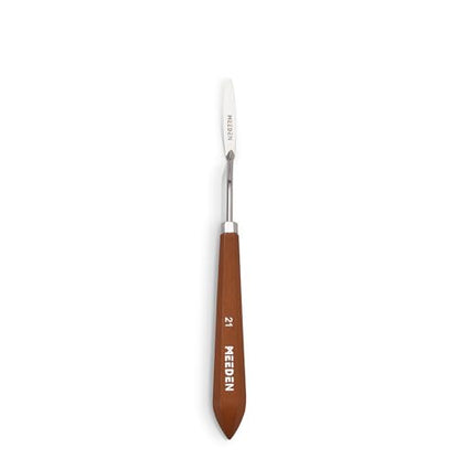 MEEDEN Artist Spatula Palette Knife: 8.58" Flexible Stainless Steel Art Scraper Knife with Wood Handle for Professional Oil Painters, Art Students, Beginners, #21 - style: #21