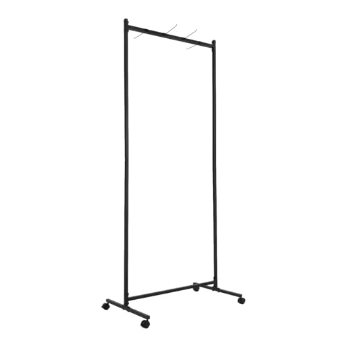 TFCFL Yoga Mat Holder Hanging, Floor Rolling Yoga Mat Cart on Wheels, Metal Storage Rack, 50lbs Capacity, 4pcs 9.8" Hooks, Adjustable Spacing for Home Gym, Fitness Club,Yoga Studio (Black)