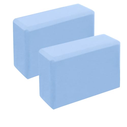 Leikefitness Yoga Blocks 2 Pack,Lightweight-High Density Eva Foam Soft Non-Slip for Yoga, Pilates, Meditation 9"×6"×3" - color: Blue