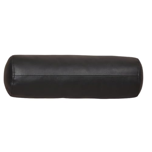 넥 롤 베개 쿠션 커버, 40.6 x 15.2cm(16 x 6인치) 보름달 라운드 볼스터 베개 커버, 수면 중 머리, 척추 및 목 지지용 실린더 부드러운 양가죽 베개 커버 - 블랙 1팩 - color: 블랙 1팩