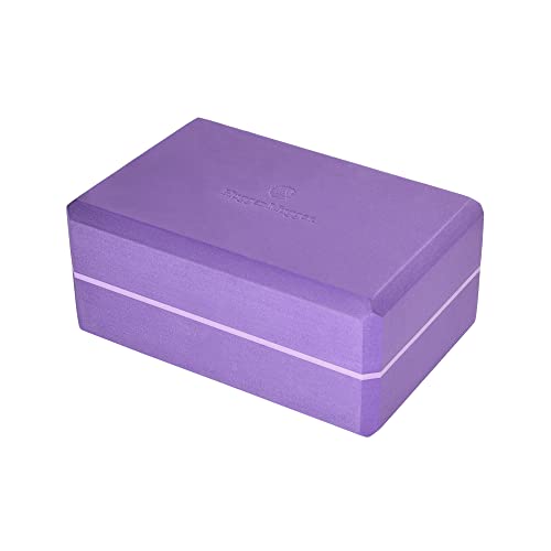 Hugger Mugger 4 in. Foam Yoga Block - Strong and Stable, Beveled Edges for Comfort, Most Favored Block Size, Helps with Alignment and Support in Many Poses - color: Purple