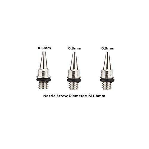3PCS 0.3mm Airbrush Nozzles and Needles Replacement Parts with 11 in 1 Airbrush Cleaning Repair Tool for Airbrush Gun - size: 3PCS 0.3mm Nozzle and Needles/Cleaning Kit