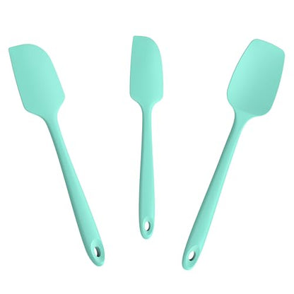 Doosu 600°F Heat Resistant Silicone Spatula Scrapers (Set of 3, Aqua Sky) | Food Grade Kitchen Rubber Baking Cooking Tool Nonstick Utensil Set for Mixing, Scraping, Folding, Stirring, Serving - color: Aqua Sky, size: Set of 3
