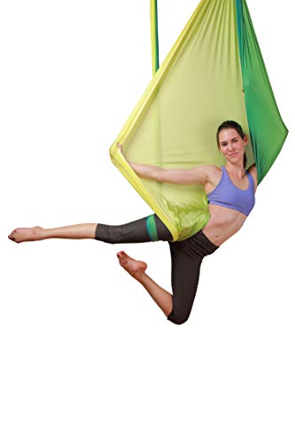 Durable Aerial Silks Starter Kit with 11-Yard Yoga Hammock & Hardware | Aerial Swing for Acrobatic Flying Yoga & All Levels, Aerial Rigging Point up to 14ft, Durable, Safe - color: Multicolor-B