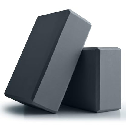 Yoga Blocks 2 Pcs, 9"x6"x3" Yoga Brick Foam Blocks EVA Foam Block Yoga Props Accessories for Yoga Pilates Stretching and Meditation - color: Grey