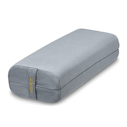 Giantex Yoga Bolster Pillow, with Carry Handle, Removable Machine Washable Soft Suede Pillowcase, Meditation Rectangular Yoga Pillow Perfect for Restorative Yoga - color: Grey