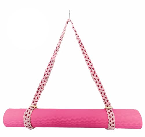 kiido Macrame Yoga Mat Carrying Strap [MAT NOT Included], Hand Woven Multi-use Strap/Carrier for Your Yoga Mat, Exercise Mat - color: Pink