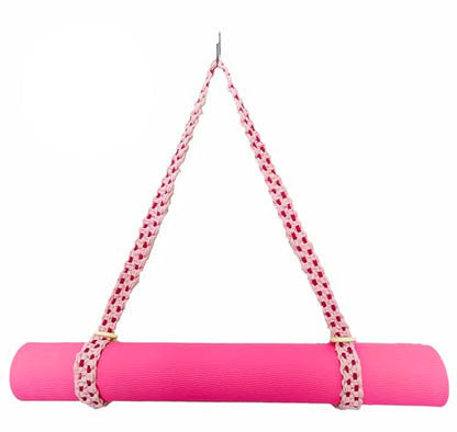kiido Macrame Yoga Mat Carrying Strap [MAT NOT Included], Hand Woven Multi-use Strap/Carrier for Your Yoga Mat, Exercise Mat - color: Pink