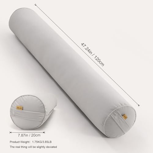 Body Pillow for Adults,Long Round Pillow,Big Cylindrical Pillow,Large Full Bolster Pillows for Side Sleepers (Silver Gray, 47.24"*7.87") - color: Silver Gray, size: 47.24"*7.87"