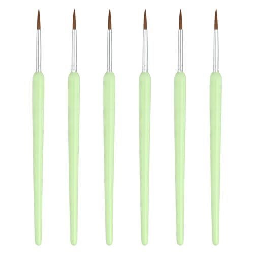 MECCANIXITY Miniature Detail Paint Brushes, 24mm Round Pointed Small Fine Tip Micro Paint Brushes for Fine Model Craft Art Face Acrylic Painting Oil Watercolor(Green, Pack of 6) - color: Green, size: 24mm