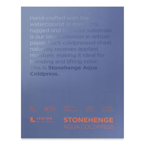 Stonehenge Aqua White Medium Weight Block, 140lb, Coldpress, 15 Sheets for Wet and Dry Media (9X12) - size: 9 x 12 inches