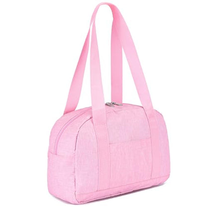 Mini Gym Bag for Women Girl 12 inch Small Gym Tote Lightweight Carry On Bag - color: Pink
