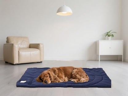 Lightly Padded Roll-Up Travel Dog Mat Settle & Place Training - color: Blue, size: Large(46.46"x26.38")