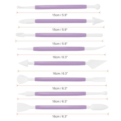HARFINGTON 8pcs Plastic Clay Tools Double-Headed Crafts Modeling Kit Clay Sculpting Tools Pottery Carving for Shaping Cutting Decoration Embossing Purple