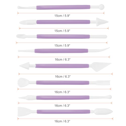 HARFINGTON 8pcs Plastic Clay Tools Double-Headed Crafts Modeling Kit Clay Sculpting Tools Pottery Carving for Shaping Cutting Decoration Embossing Purple
