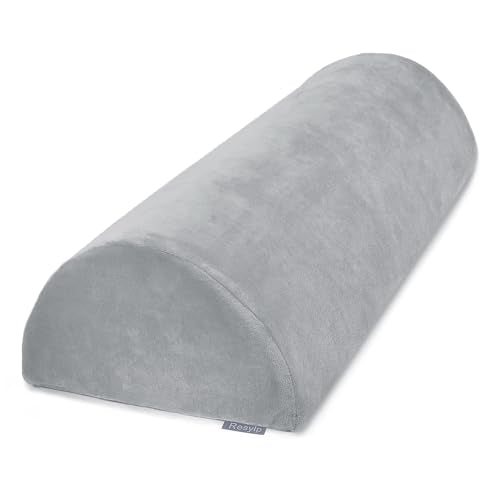 Knee Pillow for Back Sleeping, Memory Foam Bolster Pillow for Legs, Under Knee Pillow for Sleeping, Leg Pillow for Back & Hip Pain Relief, Half Moon Boslter,Grey