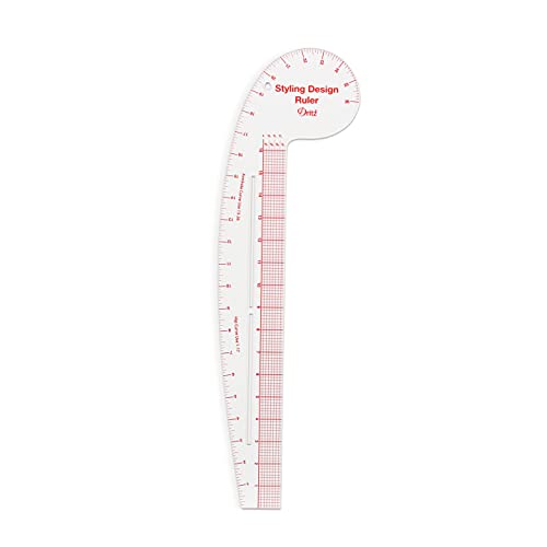 Dritz Styling Design Ruler, Curved and Straight Edge, Clear | For Sewing, Quilting, & Crafting Projects, 4-in-1 Ruler