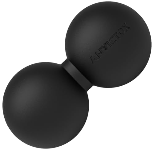 Peanut Massage Ball,Double Lacrosse Ball for Neck Sore Muscles,Medium Density Myofascial Release Massager Ball for Deep-Tissue Massage Muscle Knots Yoga Therapy(Black) - color: Black