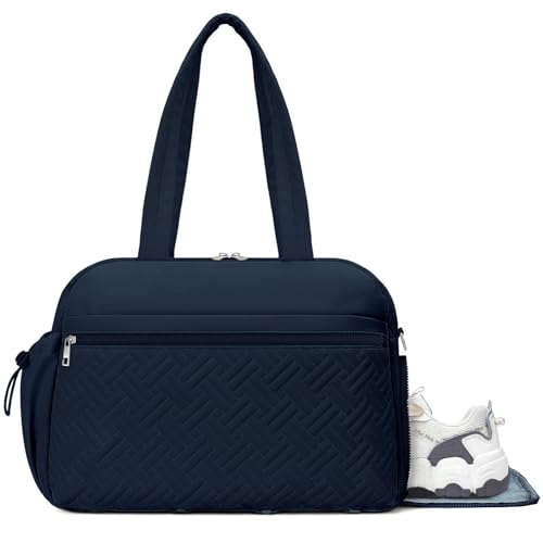 SYTRAH Gym Bag for Women, Lightweight Sport Workout Purse for Travel Blue | Shoe & Wet Separation,up to 15.6 inches Laptop Sleeve & Yoga Mat Holder, 11- Organized Pockets & Adjustable Strap - color: Blue(Shoes compartment)