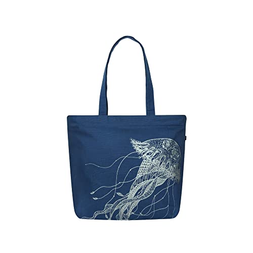Ecoright Aesthetic Canvas Tote Bag for Women Large Zipper Tote Bags with Pocket, Womens Tote Bag for Yoga, Work, Beach - color: Fascinating Jellyfish