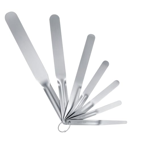 7-Piece Stainless Steel Caulking Tool Kit, Multi-Purpose Caulking Spatula Set, 958-g01 Streamline Caulk Spatula Tools, Professional Caulk Knife Set, Tip Widths from 3/8'' to 1-1/2'' with Hang Holes