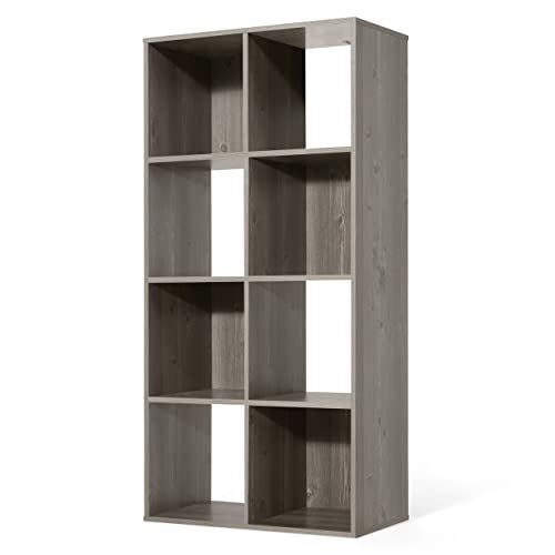 CAPHAUS Sturdy Room 11-Inch Cube Storage Organizer Shelf, with Thick Exterior Edge, Storage Shelf Divider w/Back, Bookcase, 8-Cube, Rustic Grey Oak - color: Rustic Grey Oak, size: 8 Cube