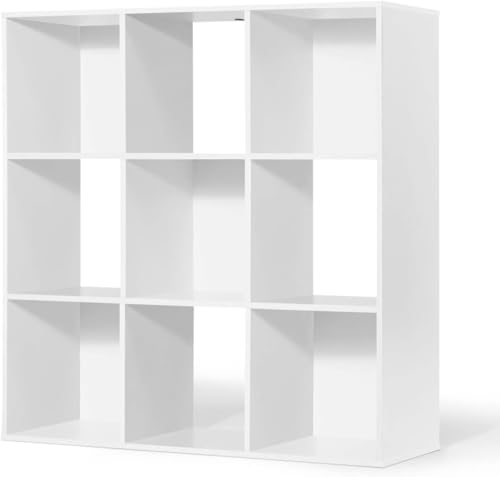 CAPHAUS Sturdy Room 11-Inch Cube Storage Organizer Shelf, with Thick Exterior Edge, Storage Shelf Divider w/Back, Bookcase, 9-Cube, White - color: White, size: 9 Cube