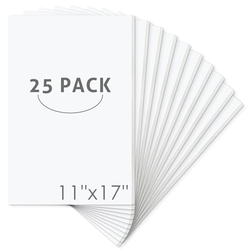 Mat Board Center 11x17x1/8" White High-Grammage Foam Core Board Pack of 25 | Acid Free, Polystyrene, Warp-Resistant, Double-Sided Foam Poster Board, Easy to Cut & Write for Display, Draw, Crafts & Art - color: White, size: 11x17