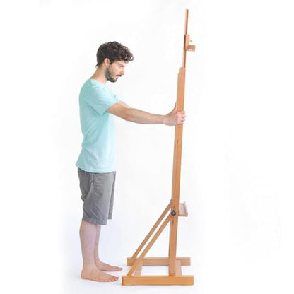 Angelica Premium H-Frame Easel for Painting - Handmade Art Easel, Beechwood, Supports 53" Canvases, Adjustable Height 69"-96", Imported from Italy