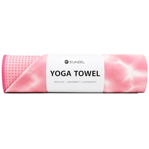 Eunzel Yoga Towel,Hot Yoga Mat Towel with Grip Dots Sweat Absorbent Non-Slip for Hot Yoga, Pilates and Workout 24" x72", Red & White - color: Red & White, size: 72" x 24"