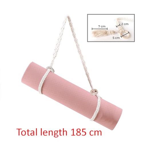 Mollensiuer 1Pc Adjustable Handwoven Yoga Mat Strap, Cotton, Beige, Fabric, Simple Style