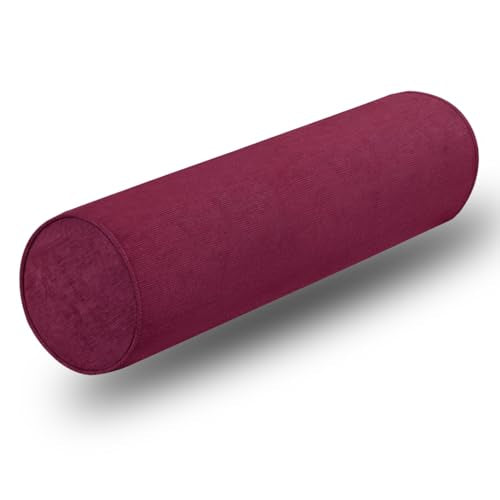 Cylinder Round Memory Foam Support Pillows Cervical Neck Roll Pillow with Pillowcase Soft, Comfortable and Breathable for Sleeping, Chair, Car, Sofa，Travel (Rose Red, 24x6) - color: Rose Red, size: 24x6
