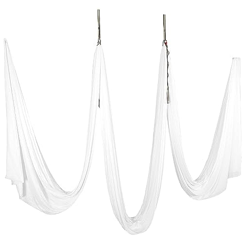 Kojem Aerial Silk Fabric Yoga Swing Kit For Fitness Yoga Inversions Flexibility Core Strength Dance White Nylon Fabric 6.6/13.1 Yards - size: 13.12 Yards
