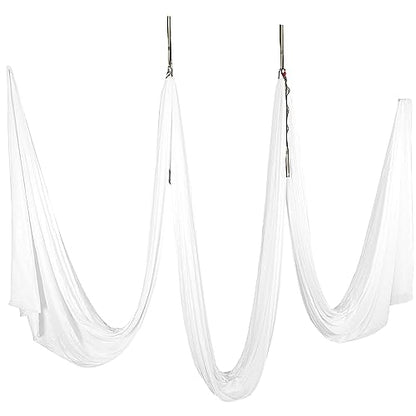 Kojem Aerial Silk Fabric Yoga Swing Kit For Fitness Yoga Inversions Flexibility Core Strength Dance White Nylon Fabric 6.6/13.1 Yards - size: 13.12 Yards